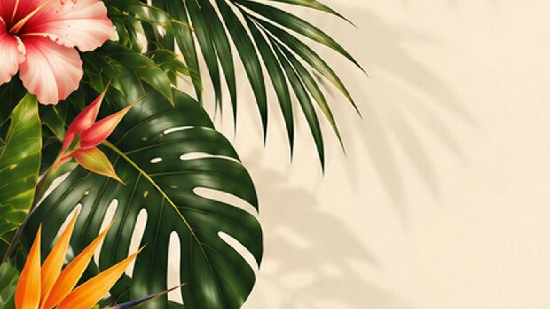 Plantilla de tira de fotomatón con marco tropical y logo de marca abajo