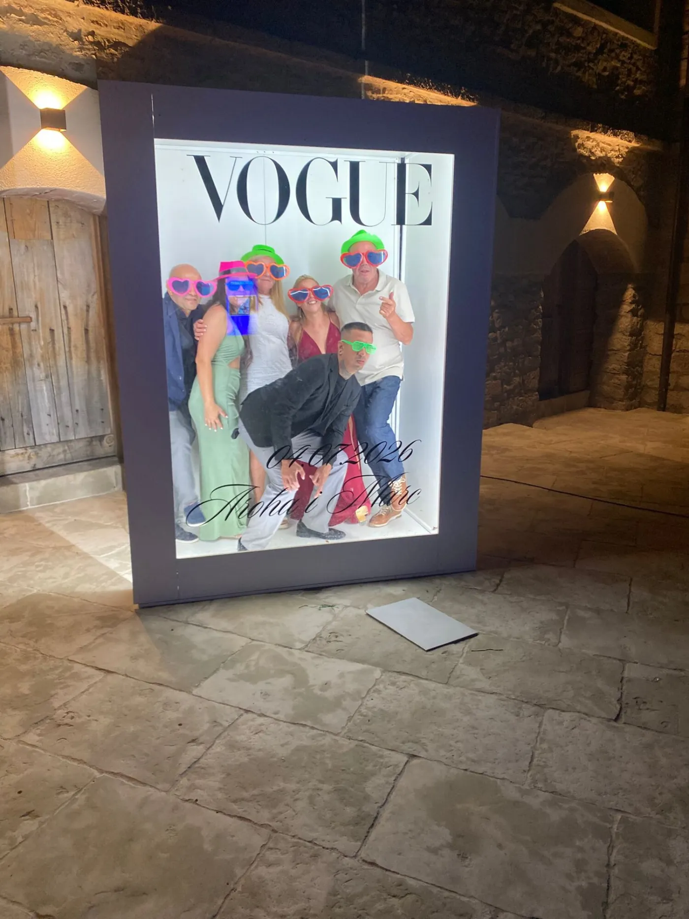 Guests with props inside the giant Vogue cover
